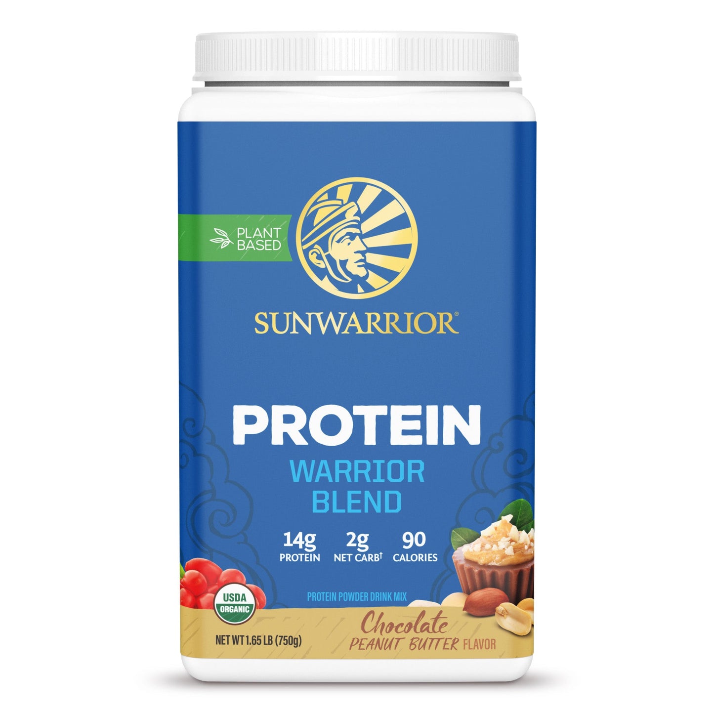 Warrior Blend Organic Chocolate Peanut Butter Plant-based Protein Sunwarrior