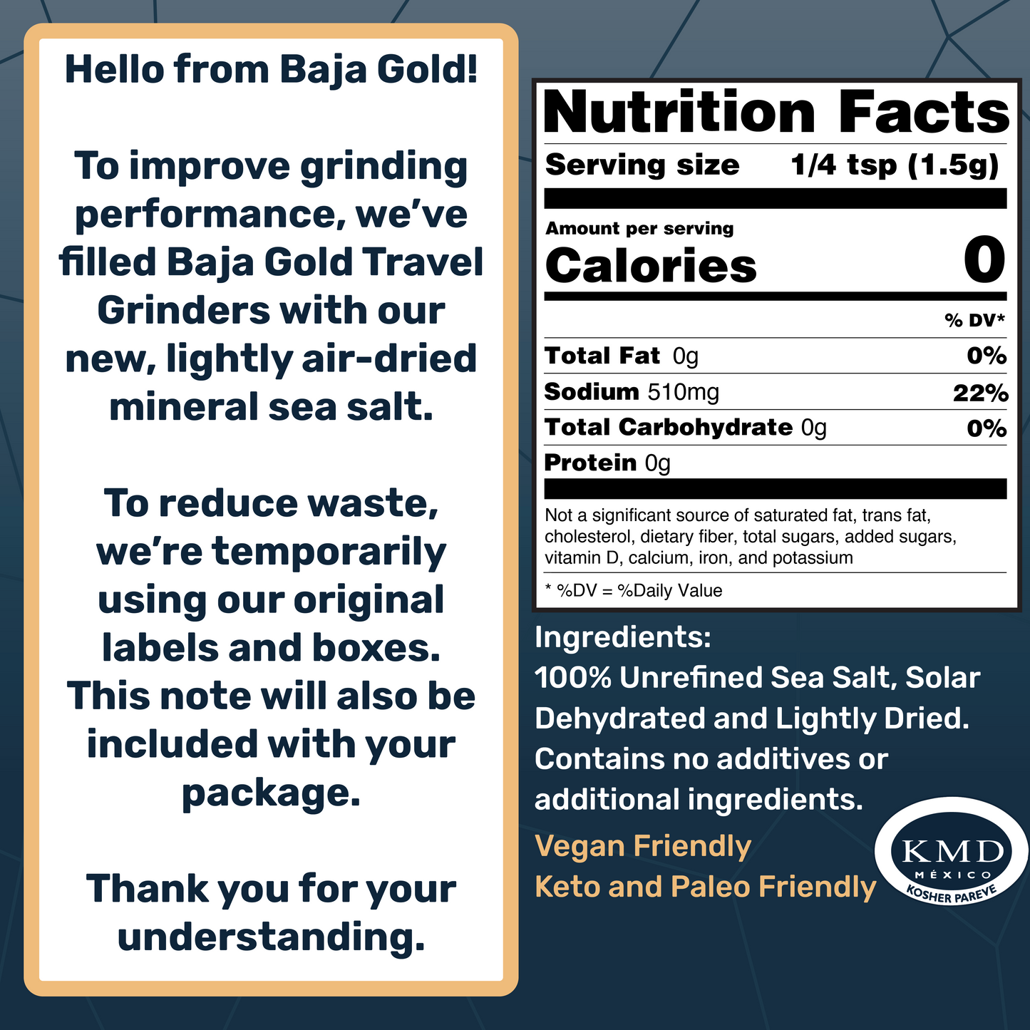 Baja Gold Mineral Sea Salt - Grinders and Refills