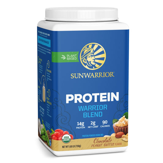 Warrior Blend Organic Chocolate Peanut Butter Plant-based Protein Sunwarrior 30 Servings