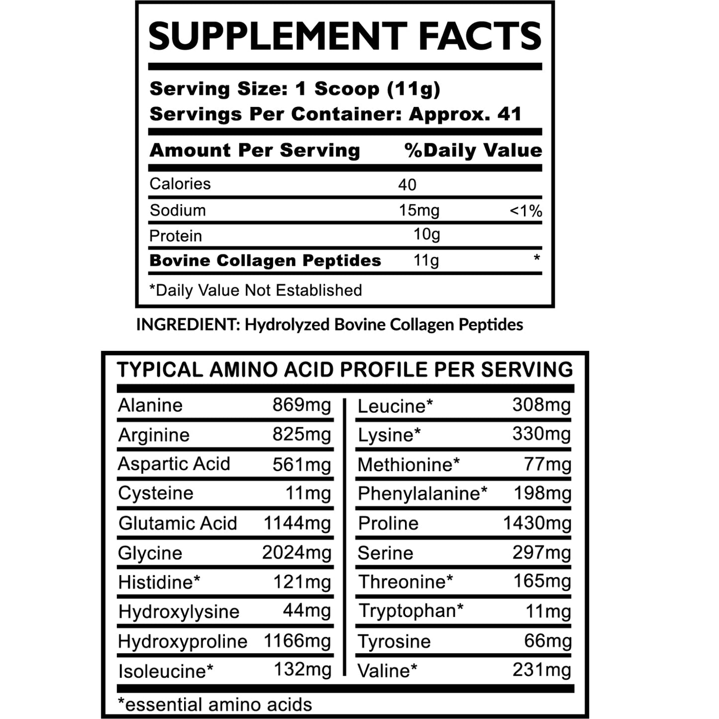 Collagen Peptides Powder Supplement Facts