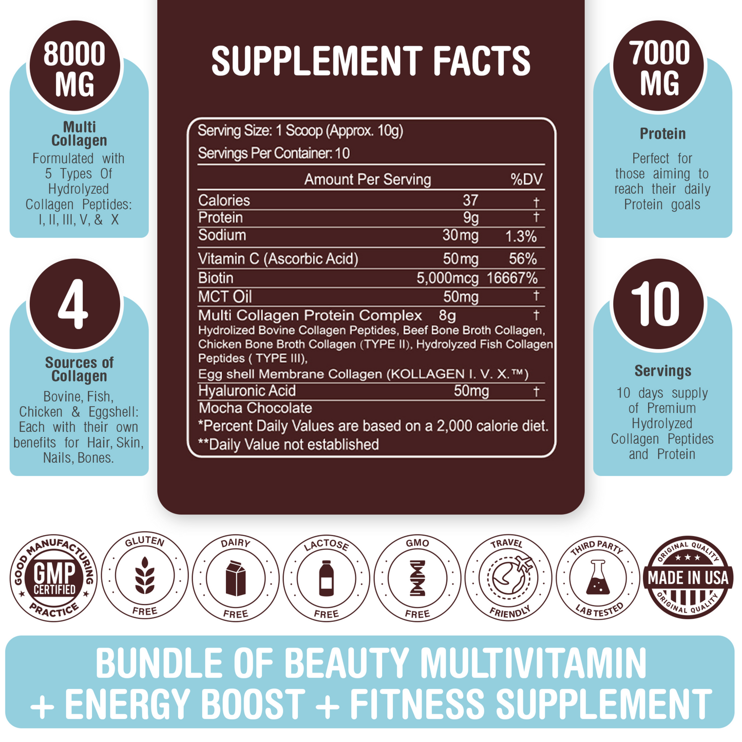 Multi Collagen Peptides Powder for Hair, Skin, Nails & Joint Support
